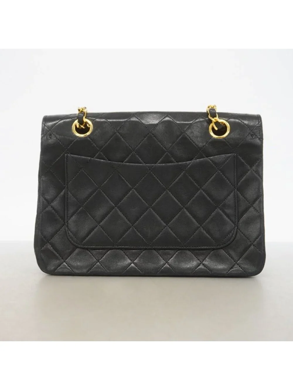 Chanel Shoulder Bag Quilted Lambskin Black Gold